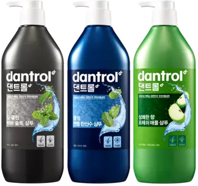 댄트롤 비듬샴푸 박하+멘톨+애플 820ml 3종, 1개, 2.46L