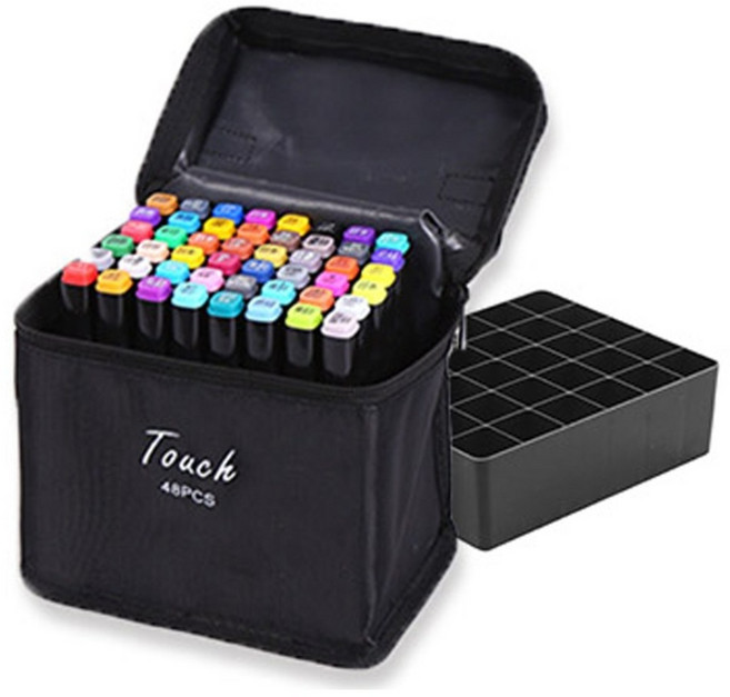 [메잌미] 터치 디자인 트윈마카 마카펜 (48색/천케이스), 1개, 48색