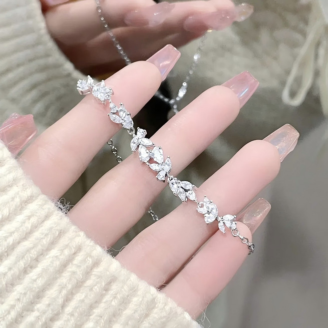 LOVFAS 999실버 자등꽃 팔찌 여성 은팔찌 순은999 행운팔찌 커플 100일 선물 사이즈 조절 가능