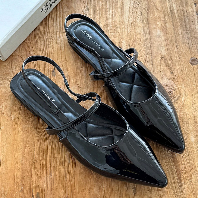 꼼지락 스틸레토 뾰족 메리제일 슬링백 힐