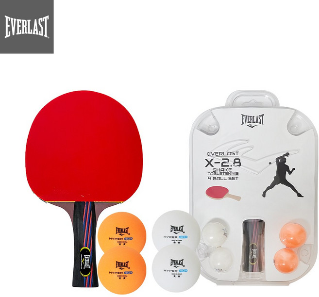 에버라스트 X 2.8 쉐이크 탁구라켓 + 2성 탁구공 4개 세트상품, 1개, X 2.8 쉐이크 탁구라켓+탁구공 4개