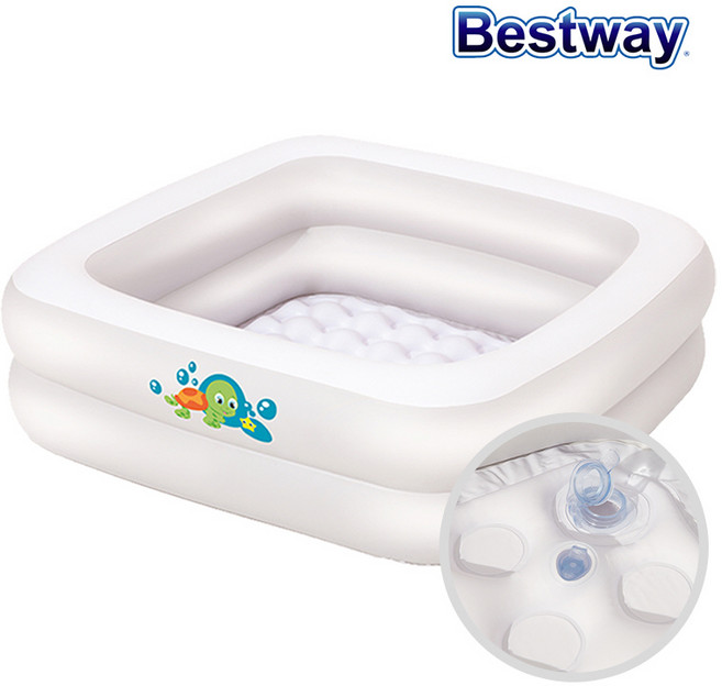 베스트웨이 엠보싱 유아 사각 욕조 풀장 BW 51116, 화이트, 1개