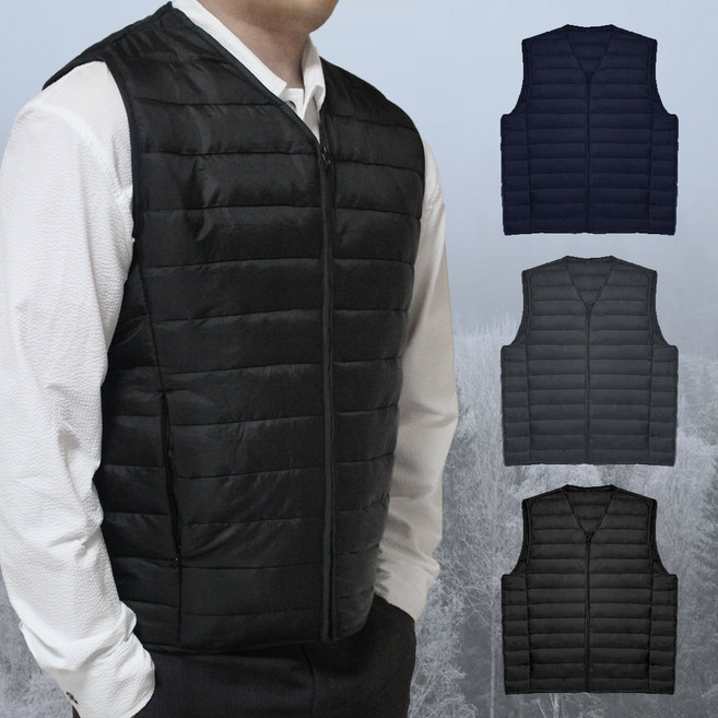 바인츠 웰론 브이넥 지퍼형 초경량 패딩 조끼 남자 남성 가을 겨울 등산복 작업복 유니폼 베스트 보온 방한 빅사이즈