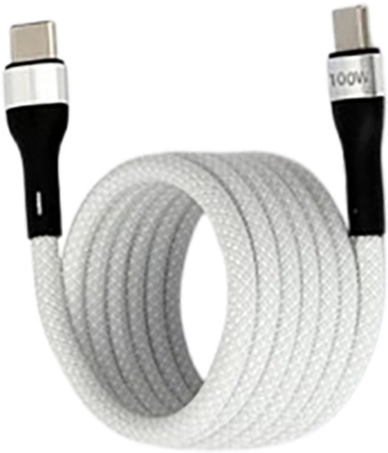 투에이비 마그네틱 꼬임방지 PD 100W C to C 초고속충전 케이블, 1개, 화이트, 2m