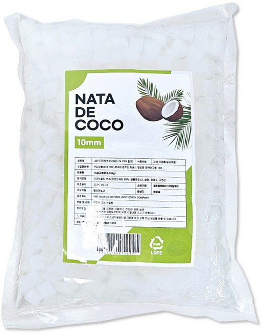 나타드코코 나타데코코 코코넛 젤리 10mm, 1개, 1kg