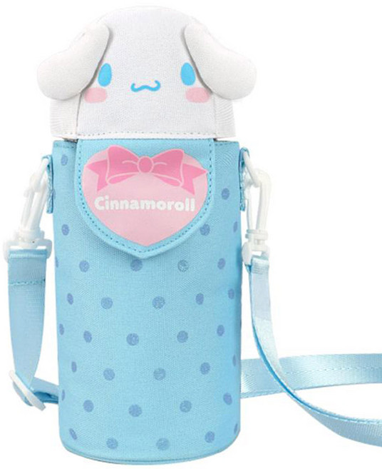 도트 보냉물병가방 시나모롤 물통파우치 헤드 물통 주머니 물병 크로스 산리오, 블루, 1개