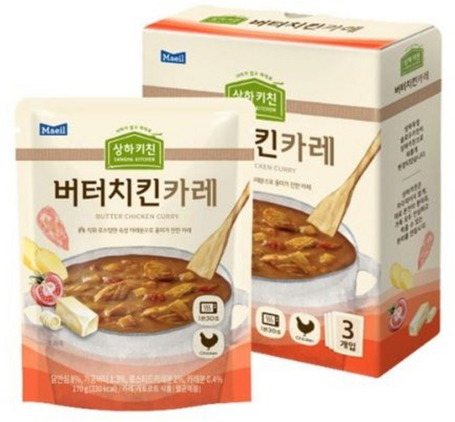 매일유업 상하키친 버터치킨카레, 170g, 19개