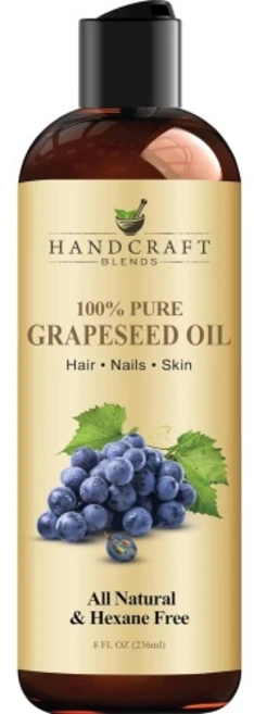핸드크래프트 블렌드 포도씨 오일 - 콜드 프레스 16 Fl Oz 100% 순수 및 천연 피부 모발용 프리미엄 등급 캐리어 헤어 바디용 마사지 헥산 프리, 8 Fl Oz (Pack of 1), 1개, 236ml - 쿠팡