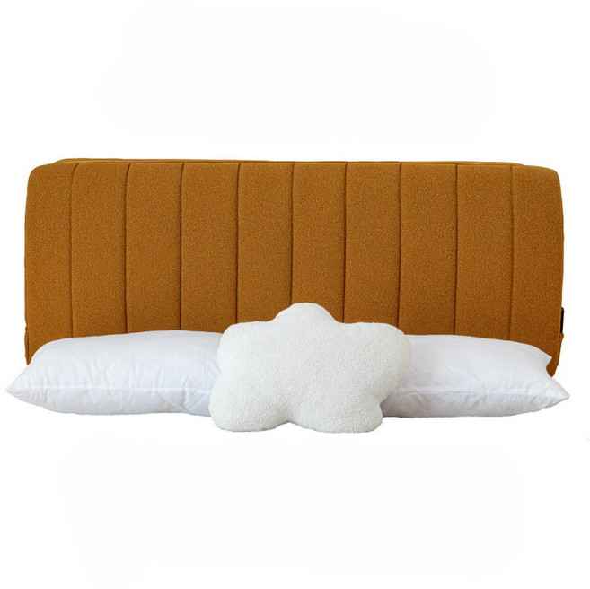 왁스 가죽 헤드보드 쿠션 침대 대형 등받이 큰 베개, 연브라운 벨벳