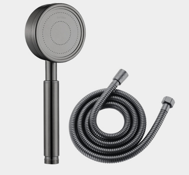 304 스텐 수압상승 샤워기 헤드 세트, 무광 그레이, 1개