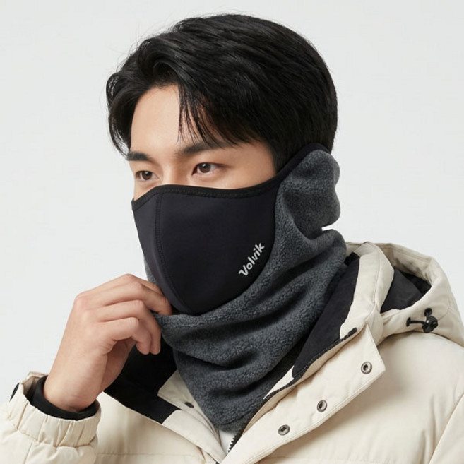 볼빅 하이브리드 귀마개 넥워머 겸용 방한 골프마스크, 그레이, 1개