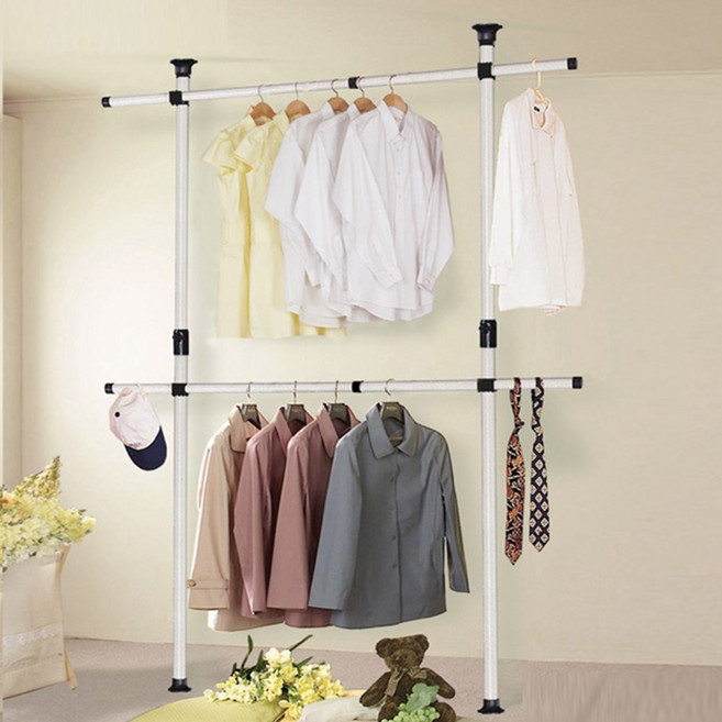 튼튼한 파이프 행거 굵은 기둥 2단 행거 드레스룸 옷걸이행거
