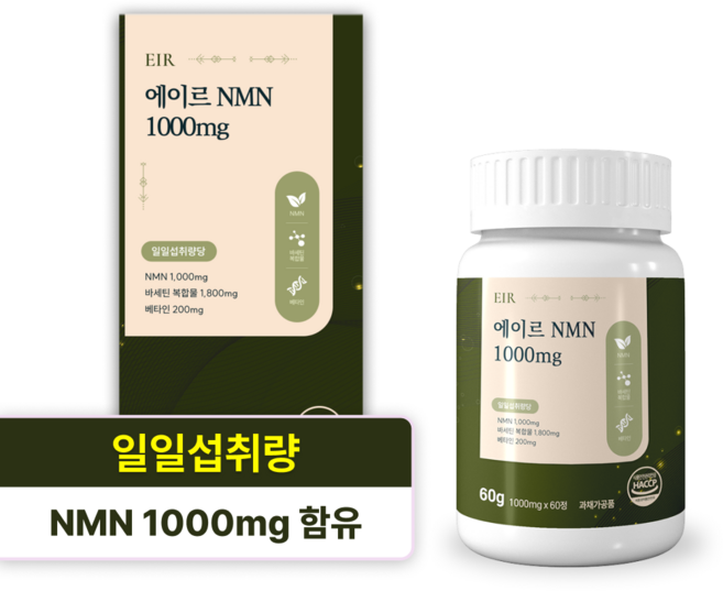 [NMN 총 15000mg] 에이르 NMN 1000mg x 15days, 1개, 60정