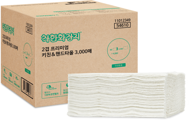 착한화장지 프리미엄 키친타월&핸드타월 2겹 3000매, 1개