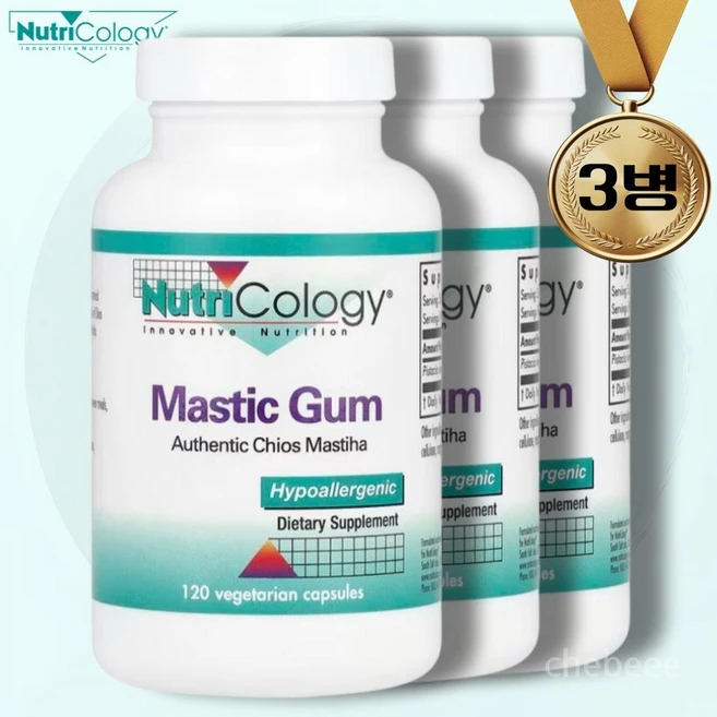 뉴트리콜로지 매스틱검 120정 베지캡슐 X3 메스틱검, 3개 - 쿠팡