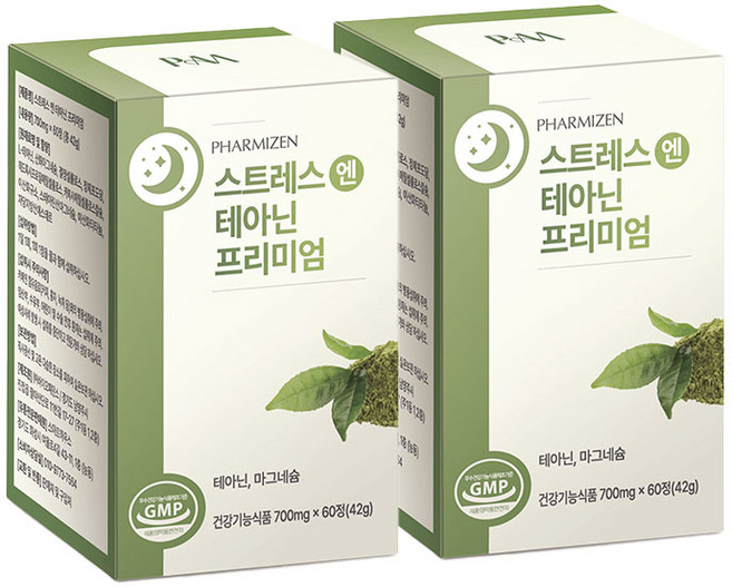 PHARMIZEN 스트레스 엔 테아닌 기능성 영양제, 2개, 60정