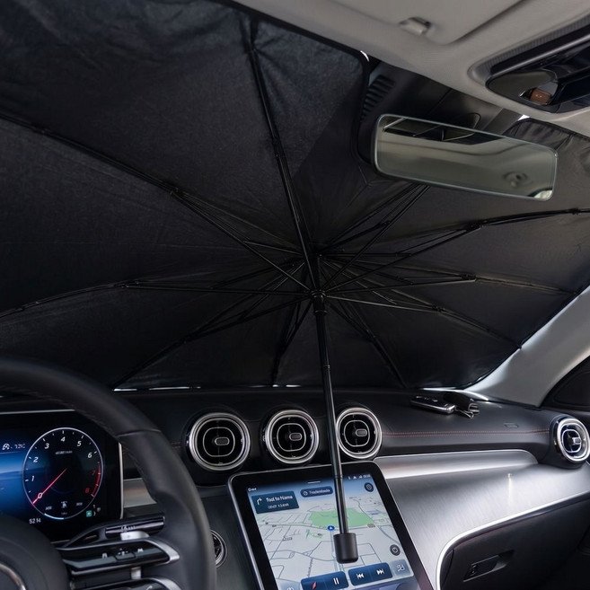 픽커코리아 썬쉴드 우산형 차량용 햇빛가리개 앞유리 차광막 3초설치 열차단, 1개