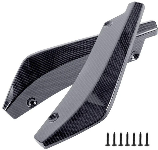 범용 차량 프론트 사이드 범퍼 연장 스크래치 리어 스플리터 탄소 스트립 스커트 윙렛 스포일러 섬유 프로텍터, 2, Carbon Fiber, 2)Carbon Fiber Box