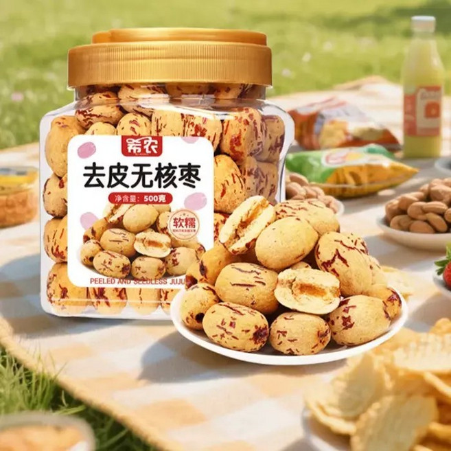 말린 대추 껍질 제거 씨없는 대형 대추 500g 2캔 3캔 JIKTEM 6C1007, 500g x 2캔