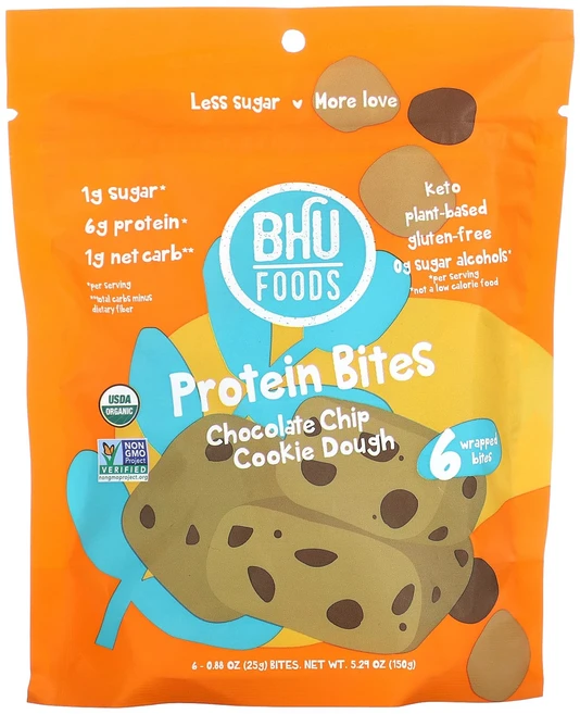 BHU Foods 프로틴바이츠 초코칩 쿠키 도우 6 바이츠 25g 각, 6정, 6개 - 쿠팡
