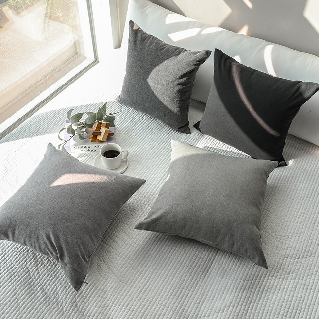 17수 도비 슬러브 피그먼트 바이오워싱 그레이계열 쿠션 방석