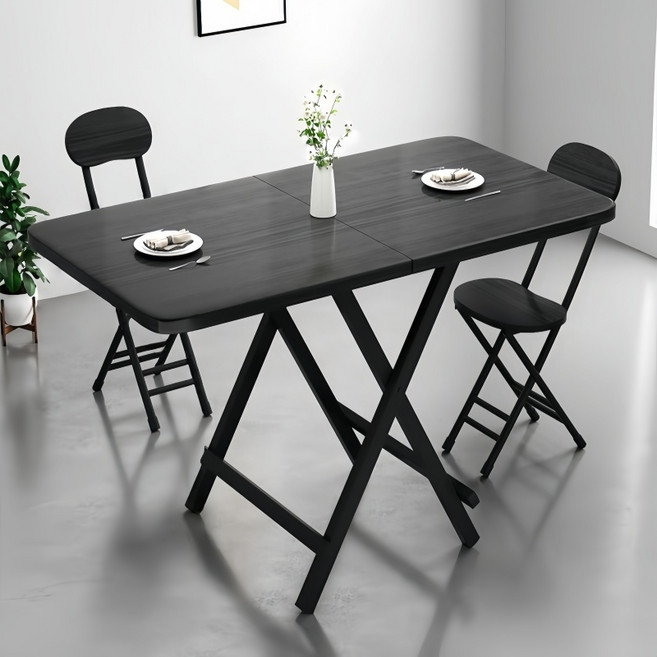 TaiStar접이식식탁 4인용식탁 가구느낌 홈접이식테이블T856-031, 4인용, 검정색