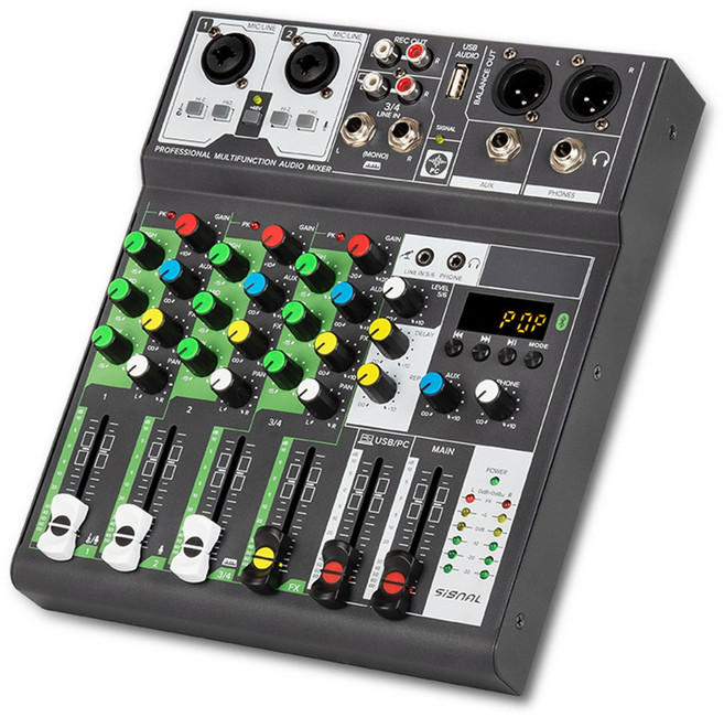 전문 오디오 믹서 사운드 믹싱 콘솔 블루투스 호환 믹서 좋은 감도 미니 오디오 DJ 믹서 보드