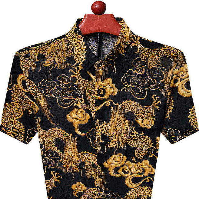 건달 남방 힙합 블랙 홍대 용무늬