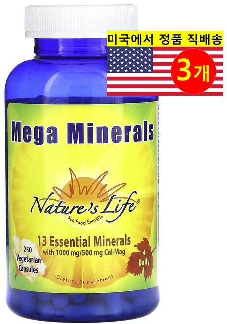 Nature's Life 메가 미네랄 13종 Mega Minerals, 3개, 250정 - 쿠팡
