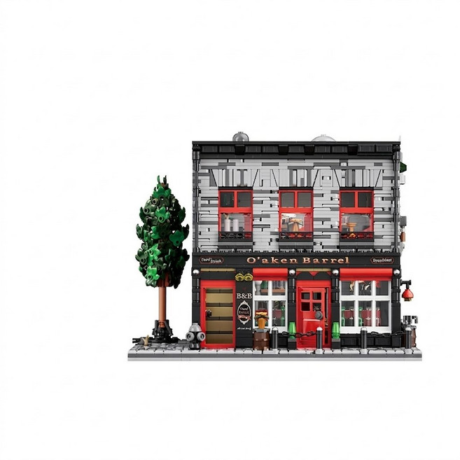 스칼렛 타번 빈티지 선술집 대형 조립 블록 2368피스 디테일 브릭 키덜트 완구 수집용 전문가용 MOC 모듈러 건축 모델 성인용 취미 남성 선물 집콕 세트 고퀄리티 디스플레이 장식, 1박스