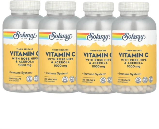 2+2 솔라레이 서방형 비타민C 로즈힙 및 아세로라 함유 1000mg 250정, 4개 - 쿠팡