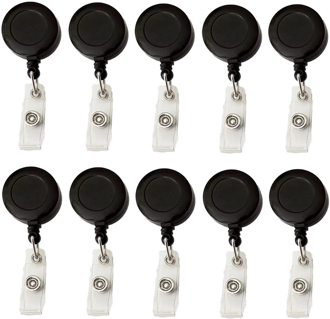 다용도 사원증 신분증 릴홀더 오피스 명찰 테이프 걸이, 10개, 블랙