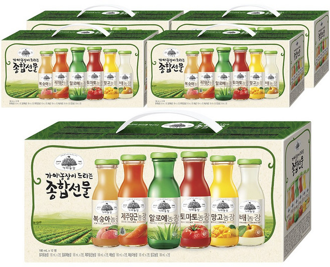 가야농장 주스 6종 종합선물세트, 180ml, 60개