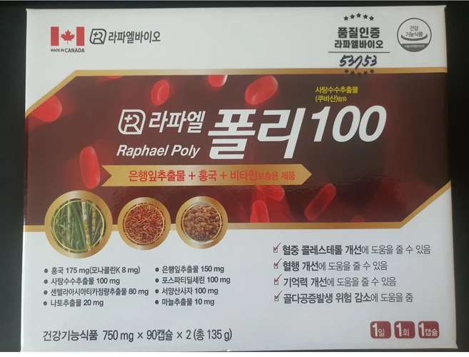 라파엘 폴리 100, 1개, 180정 - 쿠팡