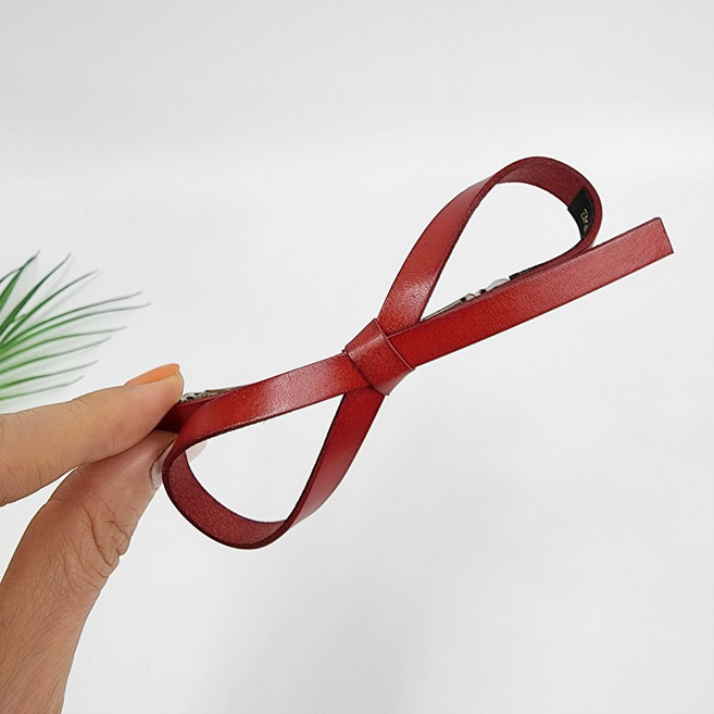 리얼 가죽 심플 빅리본 빼빼로핀 자동핀