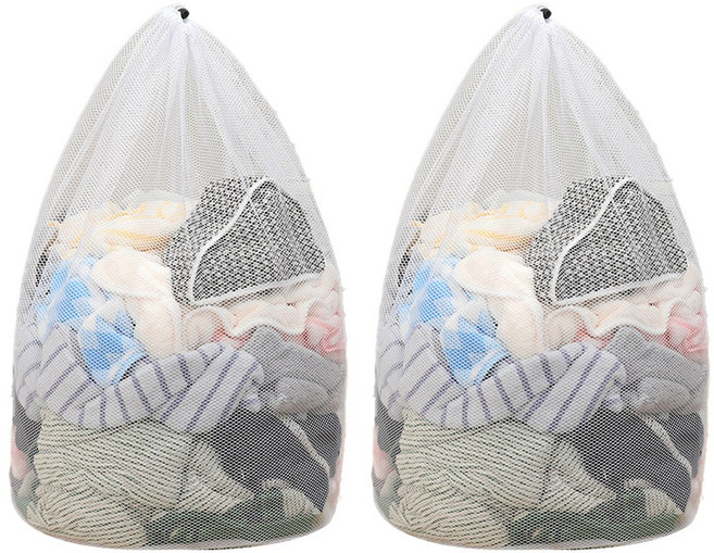 댓츠댓 물빠짐 좋은 대형 무형광 원형 세탁망, 2개, 화이트
