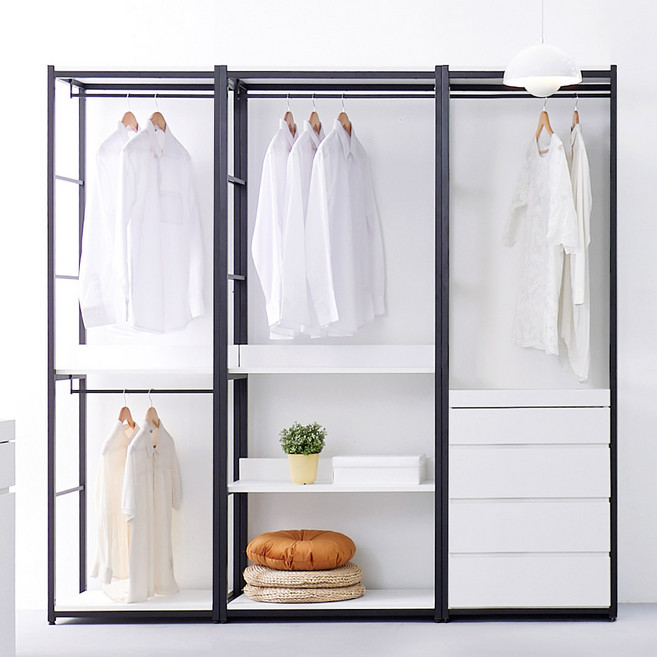 가이온 워너비 2000 4단서랍 행거 드레스룸 세트, 화이트