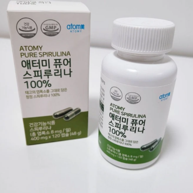 퓨어 스피루리나 애터미 스피루리나 100% 1박스 +포켓물티슈 1개증정, 48g, 1 - 쿠팡