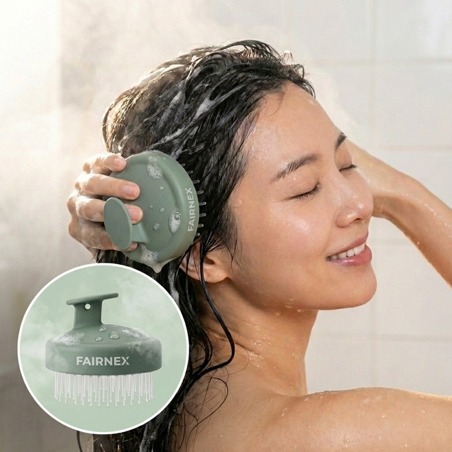 페어넥스 스칼프 마사지 두피 샴푸 브러쉬, 1개, 세이지 그린