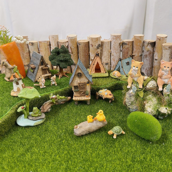 가든 애니멀 청개구리 캠핑 텐트 하우스 미니어처 장식 소품, 텐트 블루