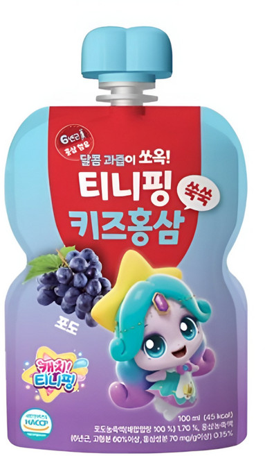 캐치 티니핑 키즈홍삼 쑥쑥 포도, 100ml