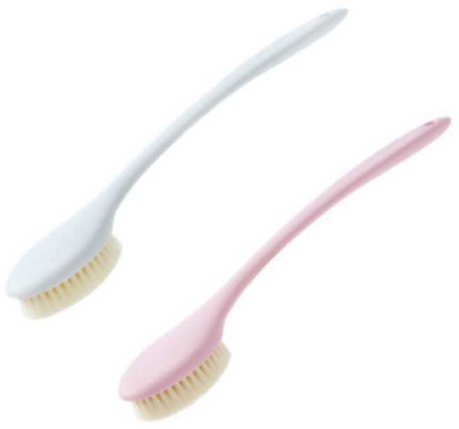 퀵살림 커브드 바디 브러쉬 화이트&핑크, 1세트, 2개입, 화이트