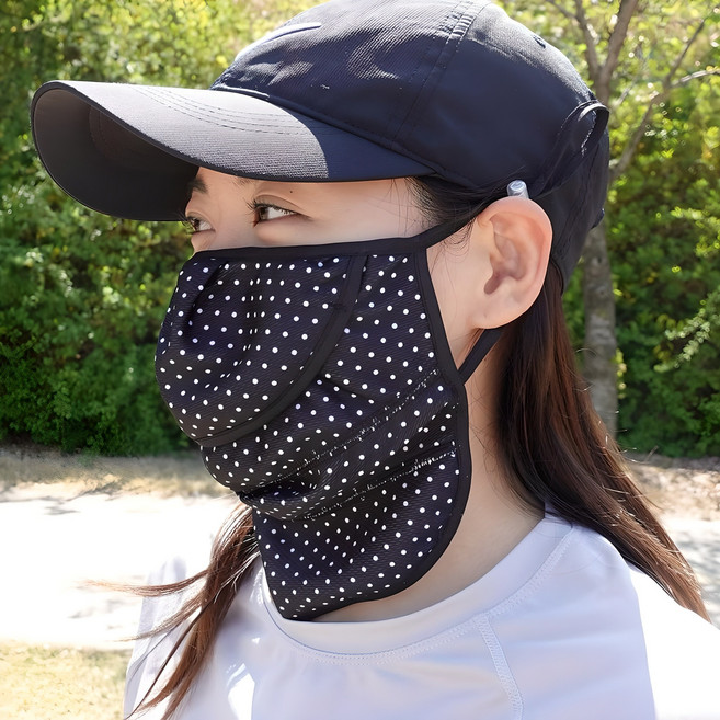 자외선차단 3단 여름마스크 kc인증 알레르기검사, 도트 블랙