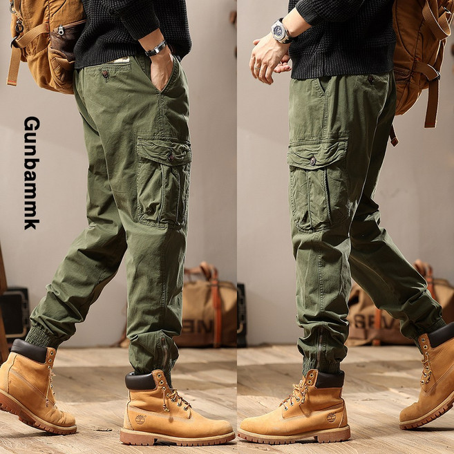남성 힙한핏 빅 포켓 허리밴딩 카고 조거 워크 웨어 팬츠 봄 여름 간절기 689