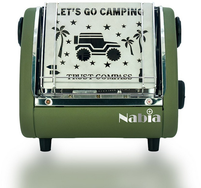 컴퍼스 플레임 불멍 캠핑용 부탄가스 소형 작은 히터 난로, 렛츠고캠핑, 카키