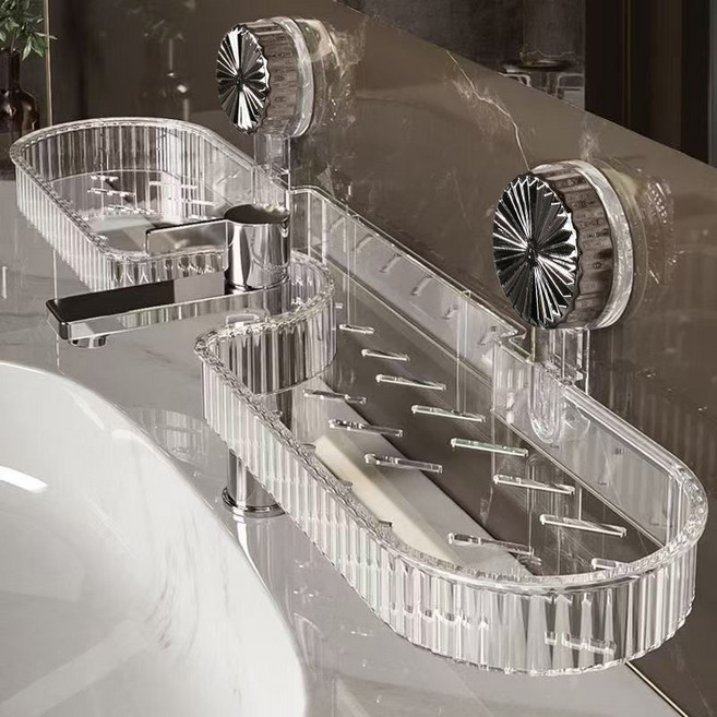 니렌스 흡착식 세면대 선반 욕실 수납 정리대, 화이트, 1개