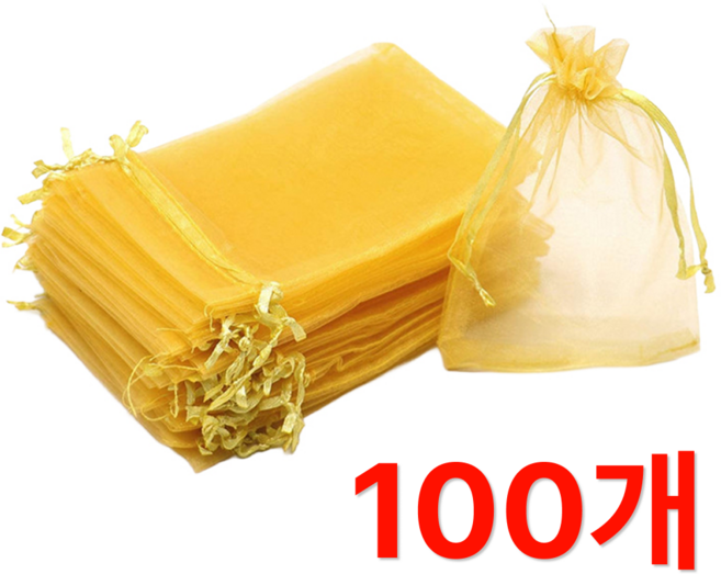 코메로 망사주머니 100장 선물포장 다용도 파우치, 골드