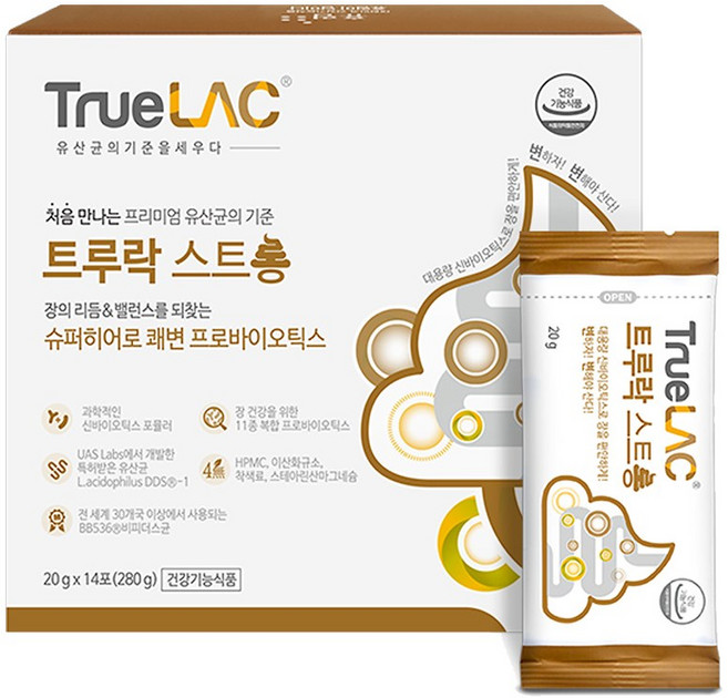 위글네이처 트루락 스트롱 쾌변 유산균 프로바이오틱스 프리바이오틱스 배변 쾌변 락토바실러스 복합유산균 장건강, 280g, 1박스