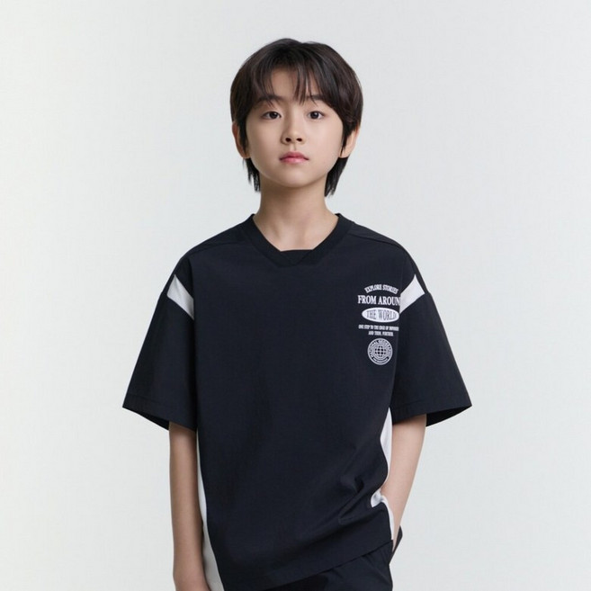 K252UTS914 프로즌 쿨웨이브 컬러블럭 우븐 반팔티 CARBONBLACK DGJ619 YKY110