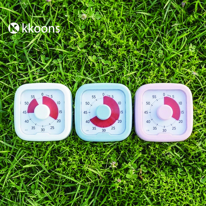 꾼스 갓생 치트키 집중 구글 무소음 뽀모도로 타이머 공부 스터디 타이머 아날로그 타이머 시계, 1개, 파스텔핑크